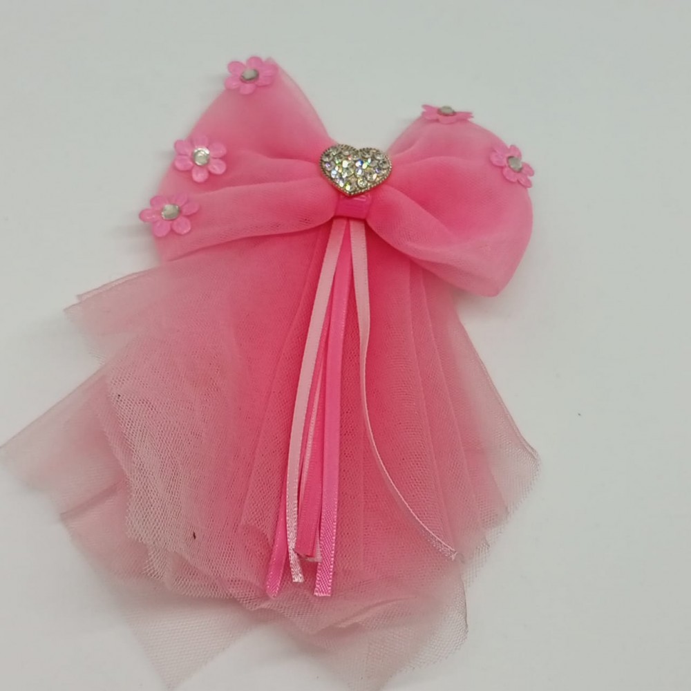 Girls Hair Clips Large Bow Tie Pink - 2
