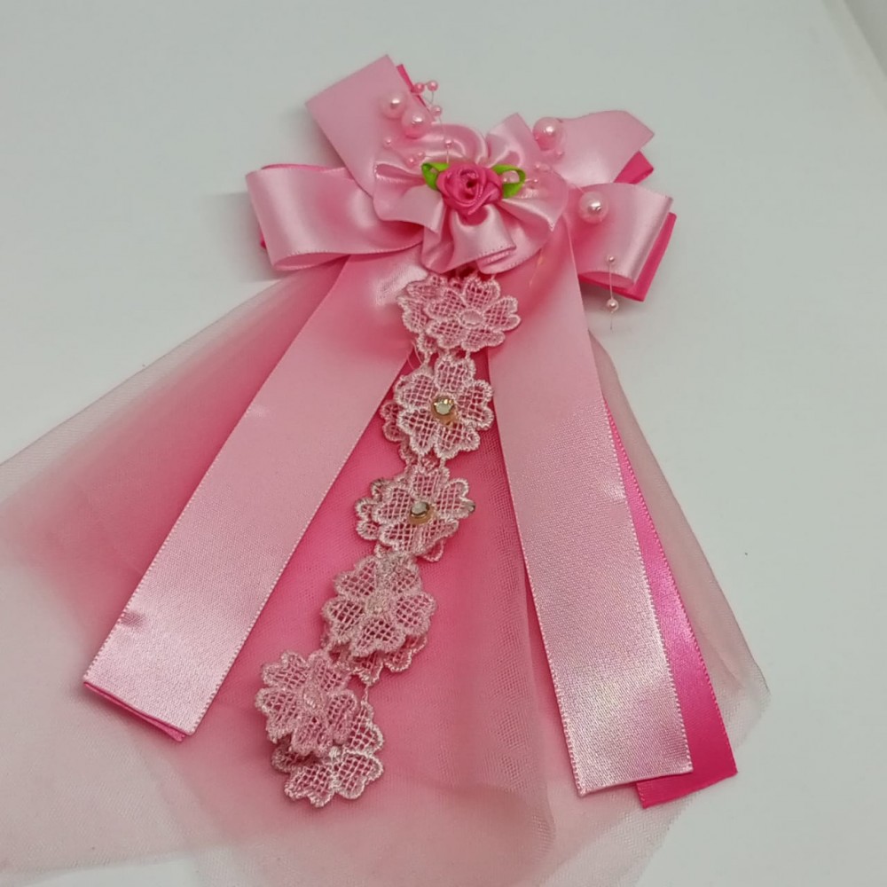 Girls Hair Clips Large Bow Tie Pink - 3