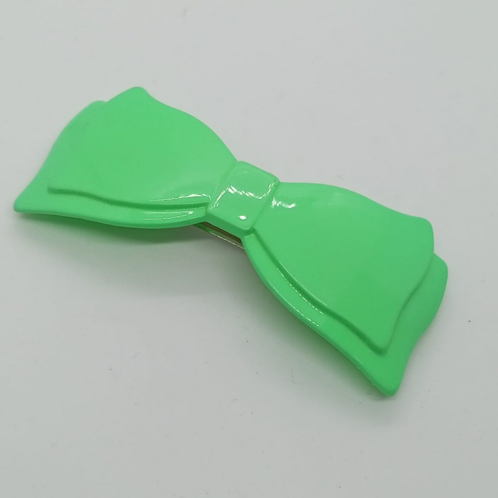 Girls Hair Clips Bow Tie Plastic Green