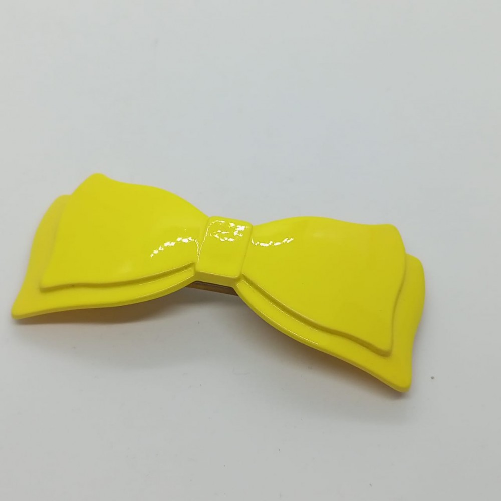 Girls Hair Clips Bow Tie Plastic Yellow