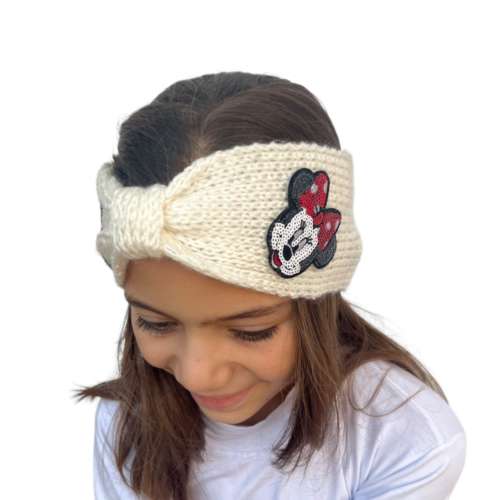 Cotton Hairband Mickey Beige