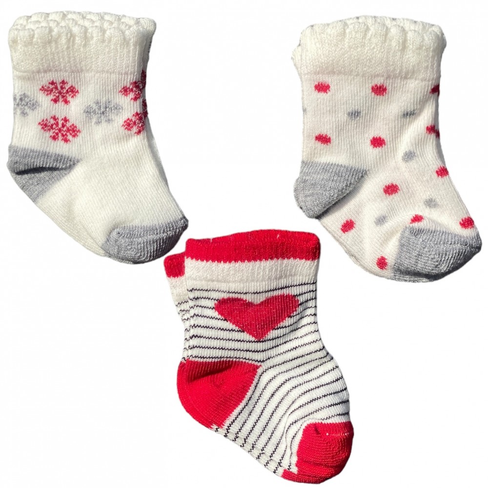 Kids Socks Newborn 3 pairs heart