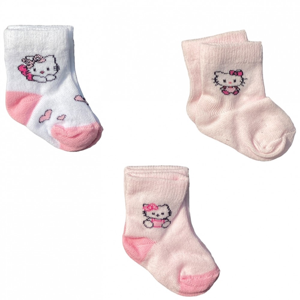 Kids Socks Newborn 3 pairs Hello Kitty 