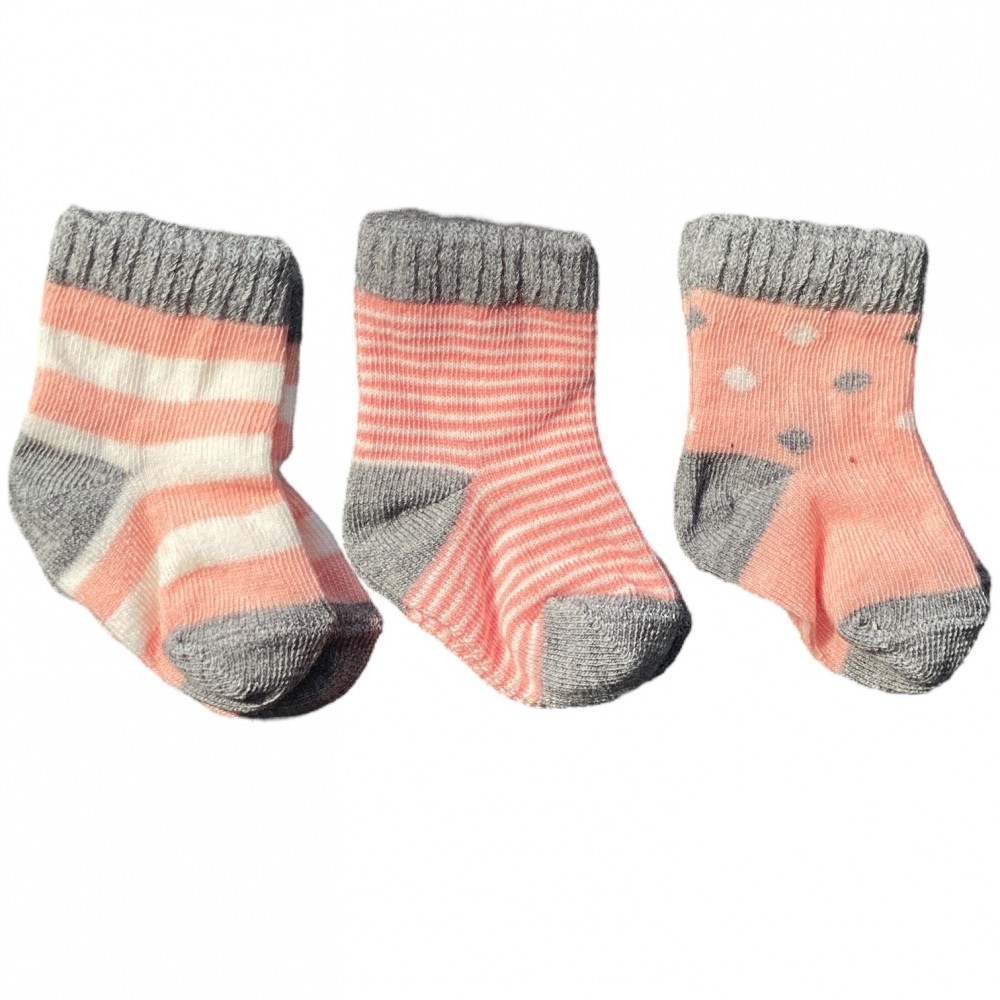 Kids Socks Newborn 3 pairs Pink and Grey