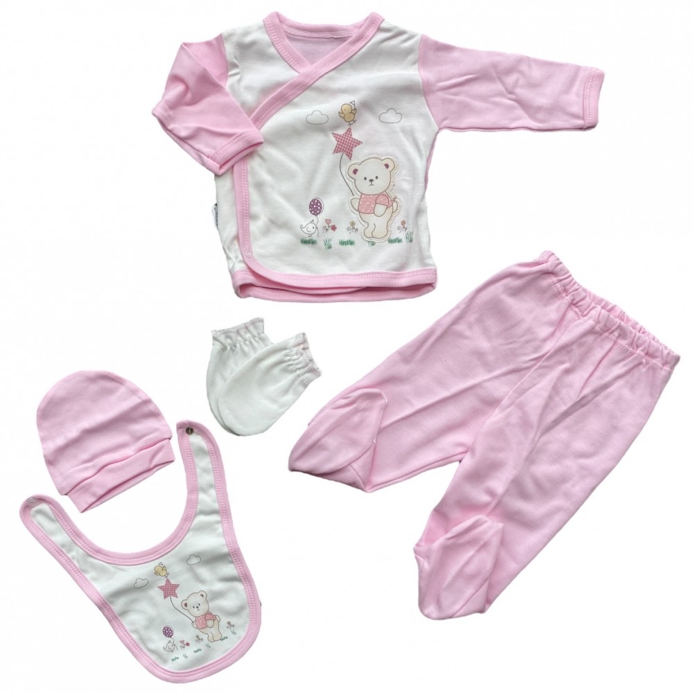 Newborn Baby Set Girl Bear Pink 