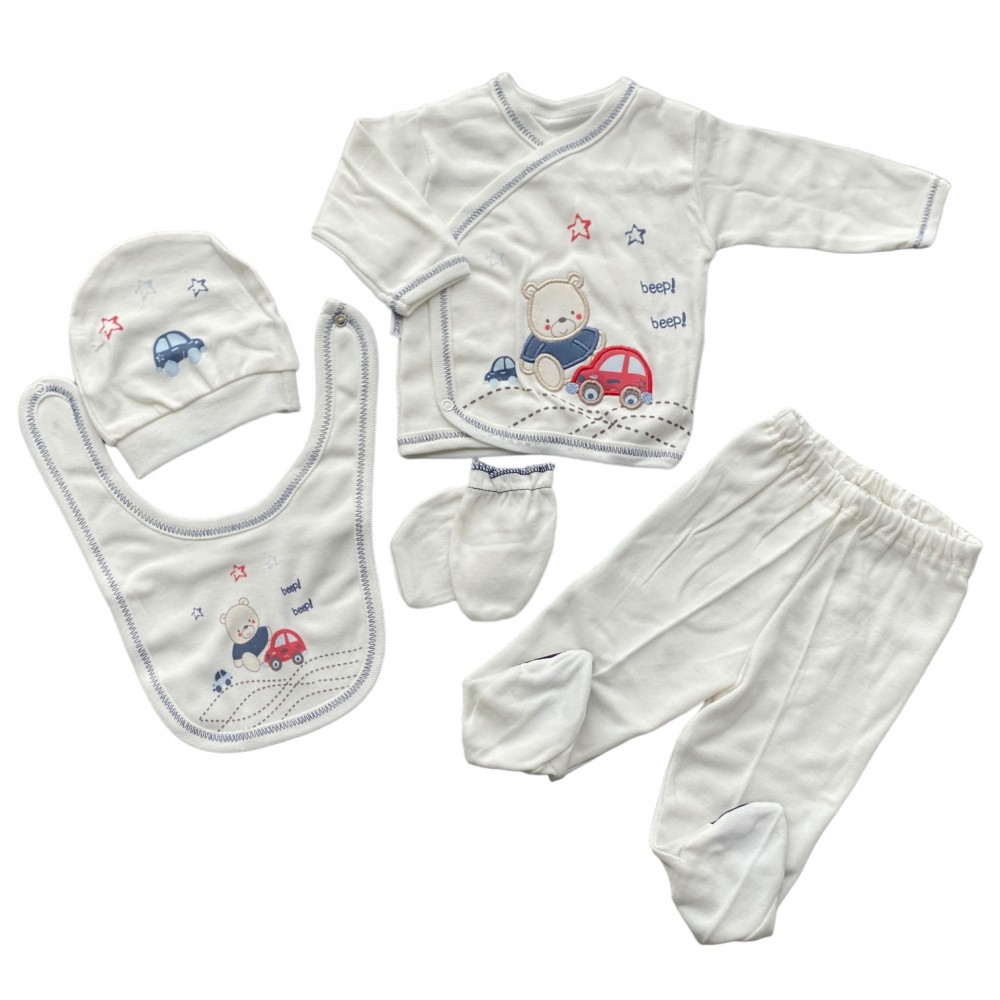 Newborn Baby Set Bear Beep Beep White 