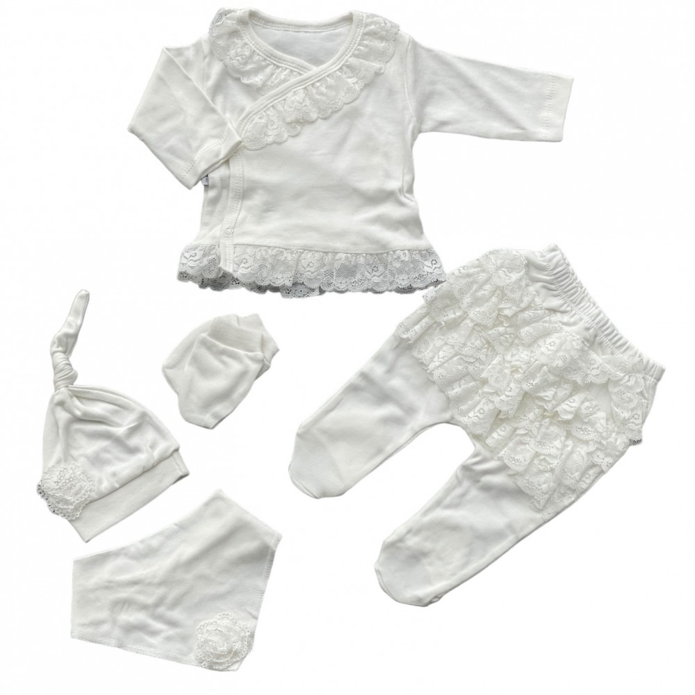 Newborn Baby Set Girl White 