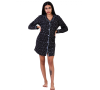 Women Pyjamas Dress Leaves Black