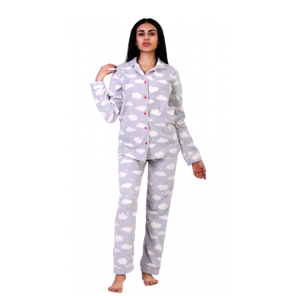 Women Pyjamas Button Through Polar Clouds