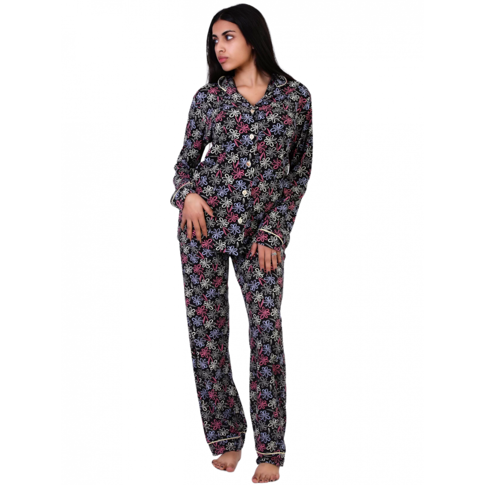Women Pyjamas Black Flowers