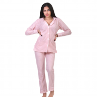 Women Pyjamas Button Through Pink Hearts Women Pyjamas Button Through Pink Hearts