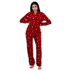Women Pyjamas Button Through Polar Red