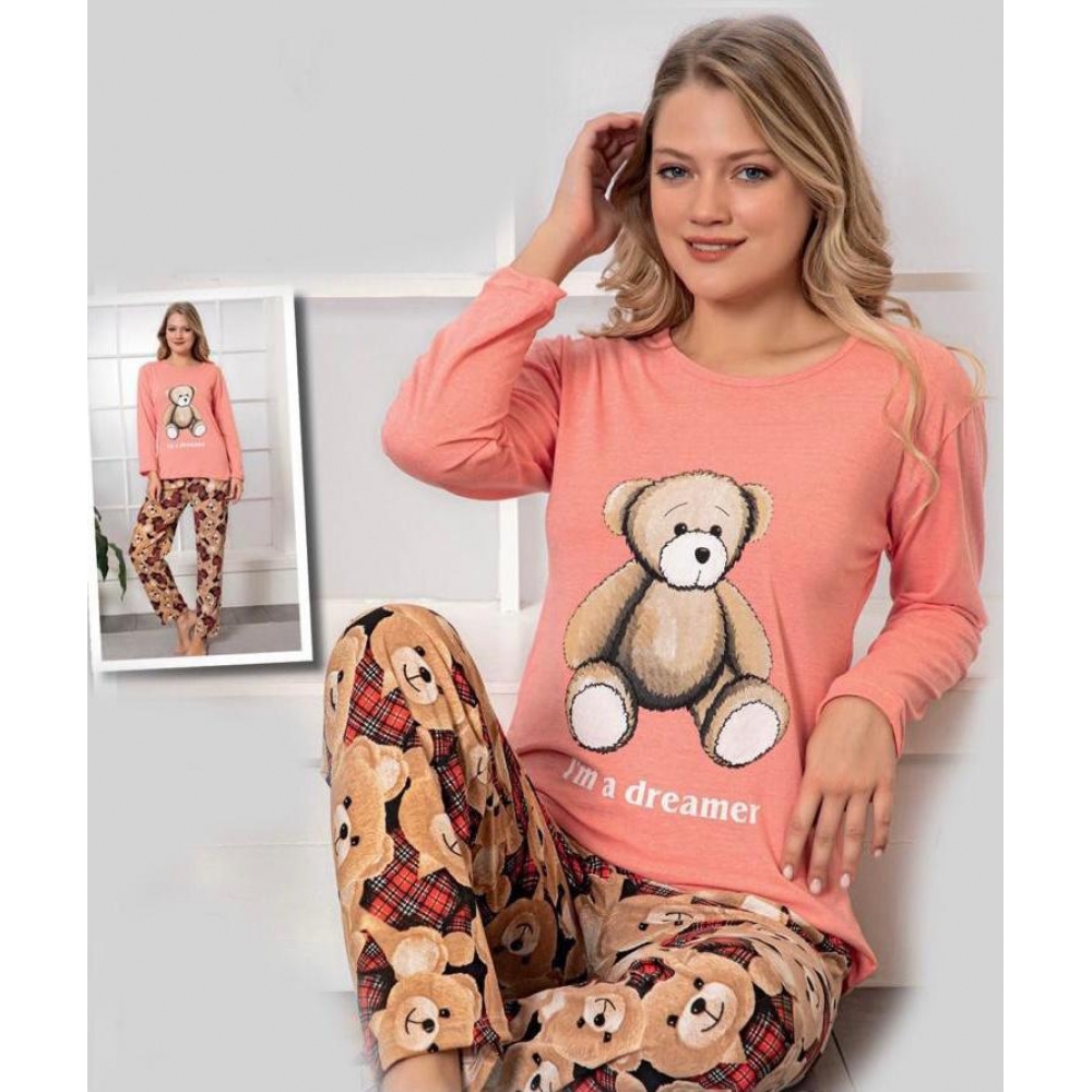 Women Pyjamas Teddy Bear Beige
