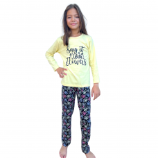 Kids Pyjamas Say it With Flowers Yellow