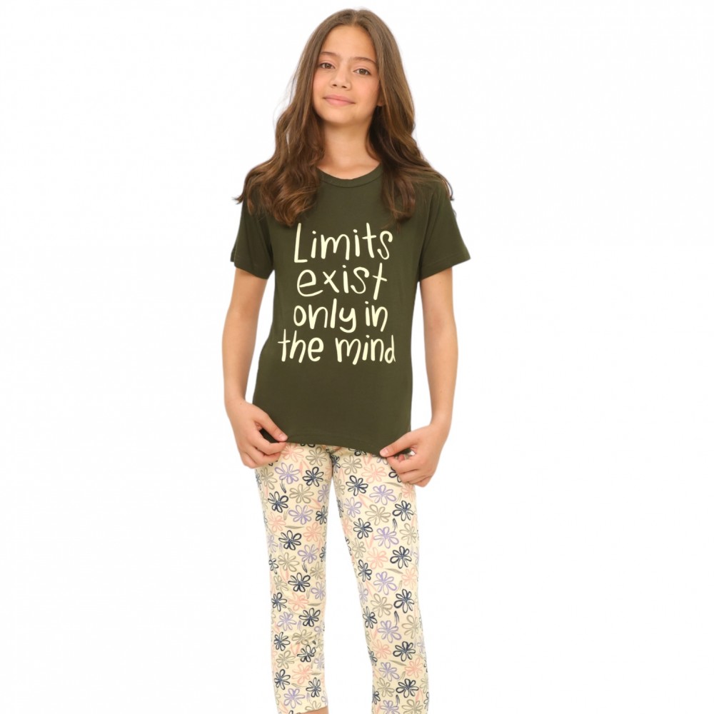 Girls Summer Pyjamas Pants Limits Green