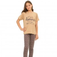 Girls Summer Pyjamas Pants Dreams Beige