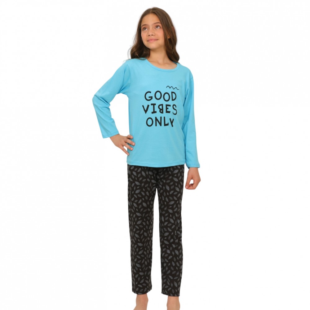 Kids Pyjamas Good Vibes Only Blue