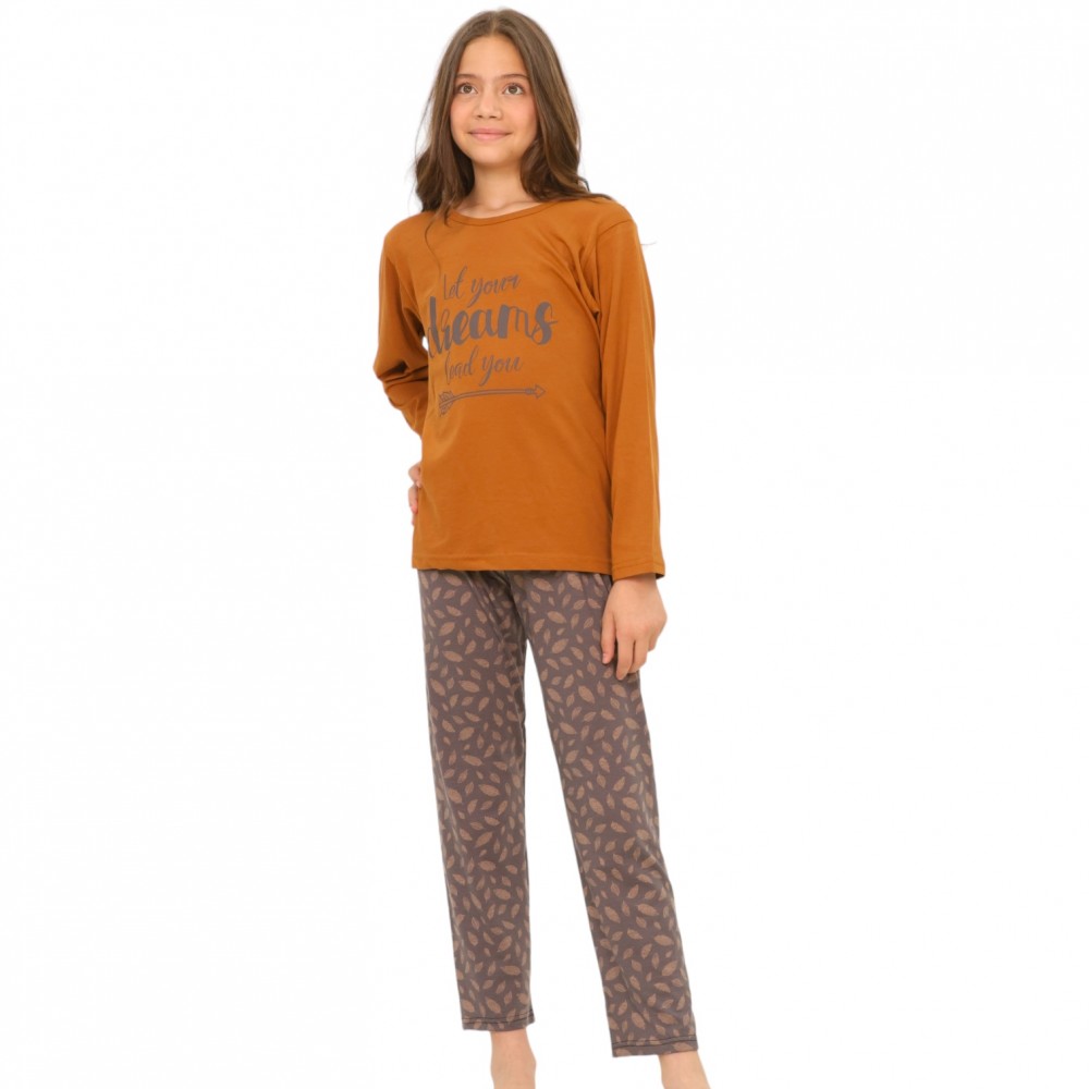 Kids Winter Pyjamas Let Your Dreams Lead You Camel