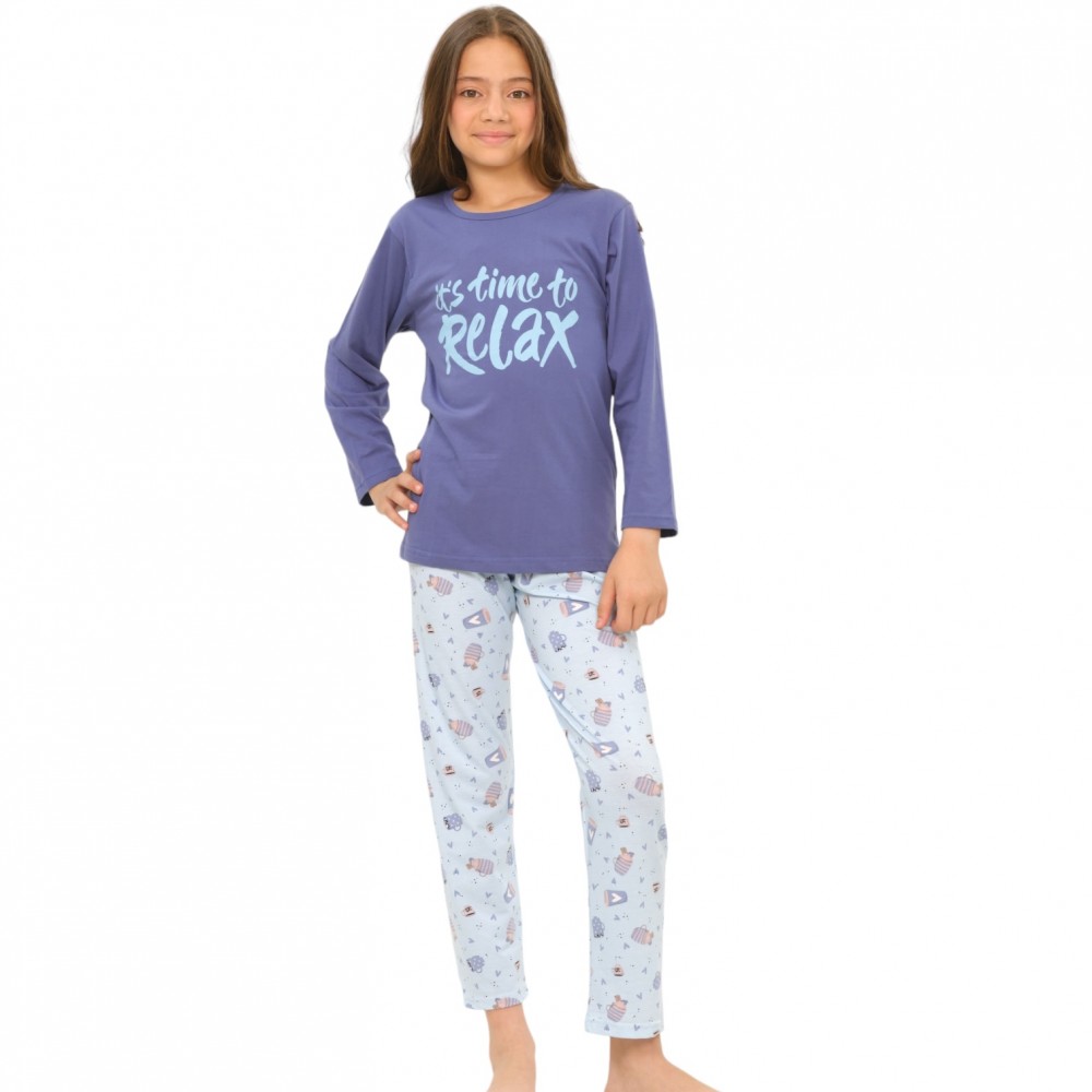 Kids winter Pyjamas Time To Relax Blue