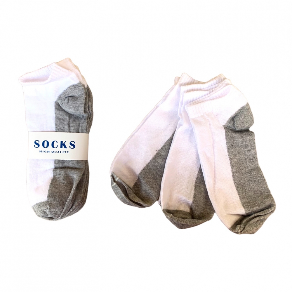 Socks Half Cut- Pack Of 3 (White And Grey)