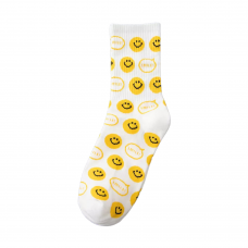Socks Smiley Face White