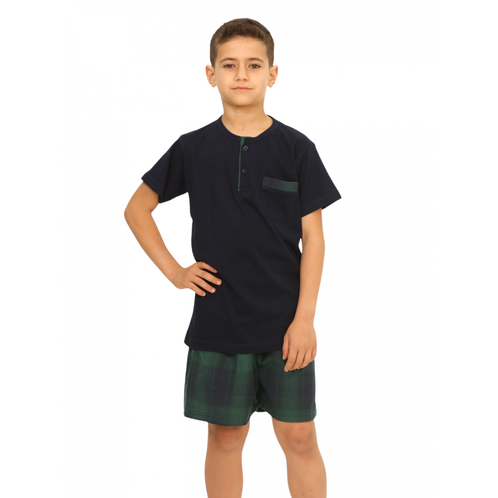 Kids Boys Pyjamas Classic - Navy Green