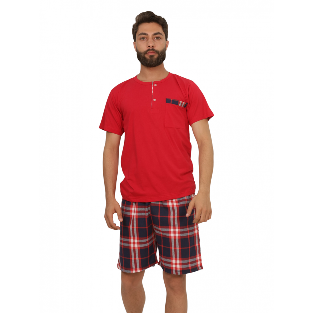 Men Summer Pyjama Classic - Red