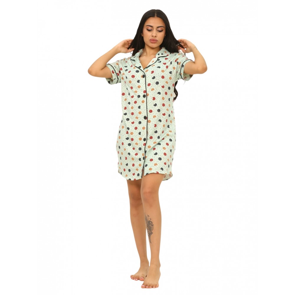 Woman Summer Pyjamas Dress Button Through Cookies