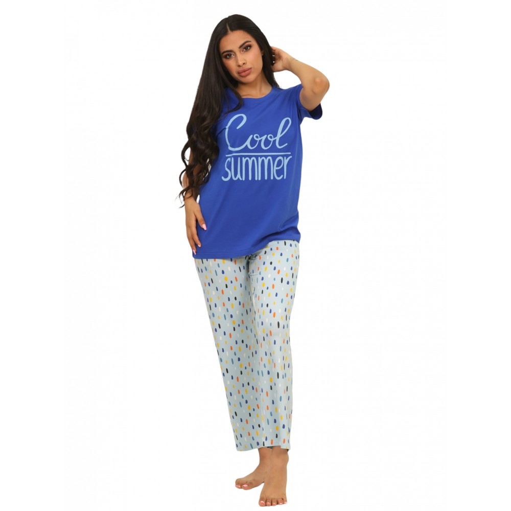 Woman Summer Pyjamas Pants Cool Summer Blue