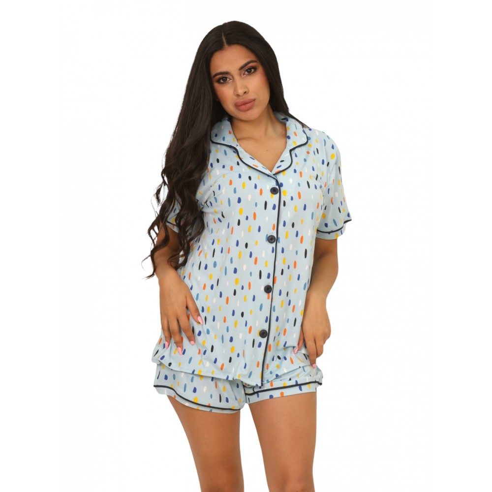 Woman Summer Pyjamas Set Shorts Button Trough Cool Summer