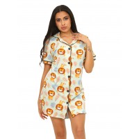 Woman Summer Pyjamas Dress Button Through Forest GIrl
