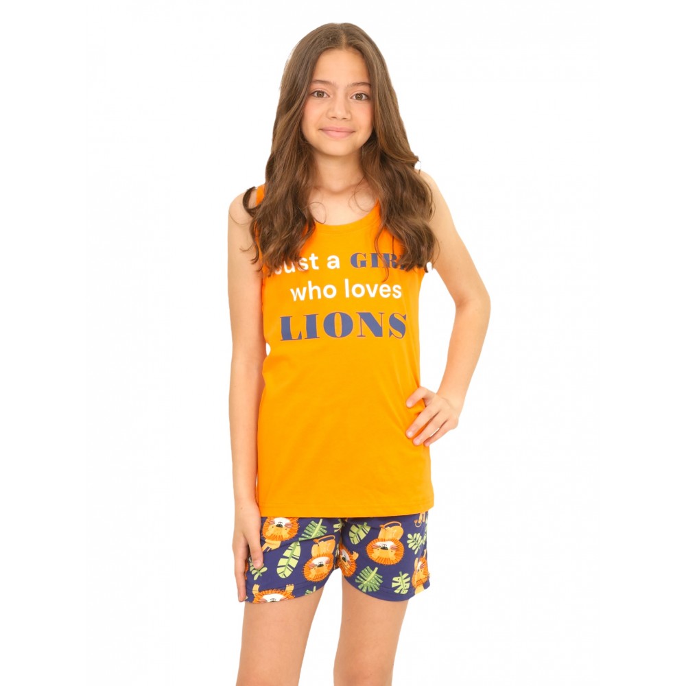 Girls Summer Pyjamas Lion Love