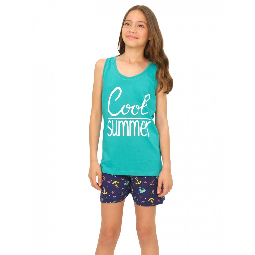 Girls Summer Pyjamas Cool Summer Aqua