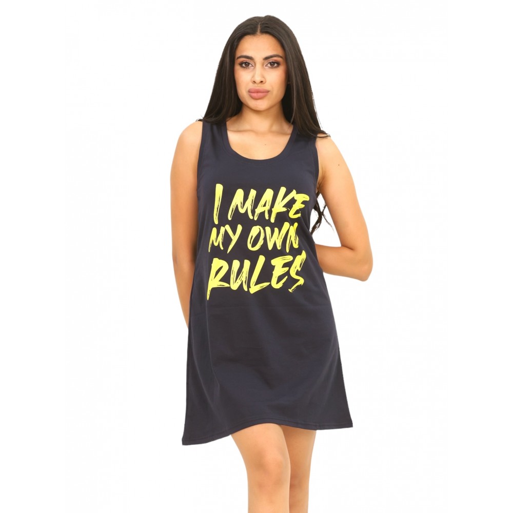 Woman Dress Cotton - I Make My Own Rules Navy