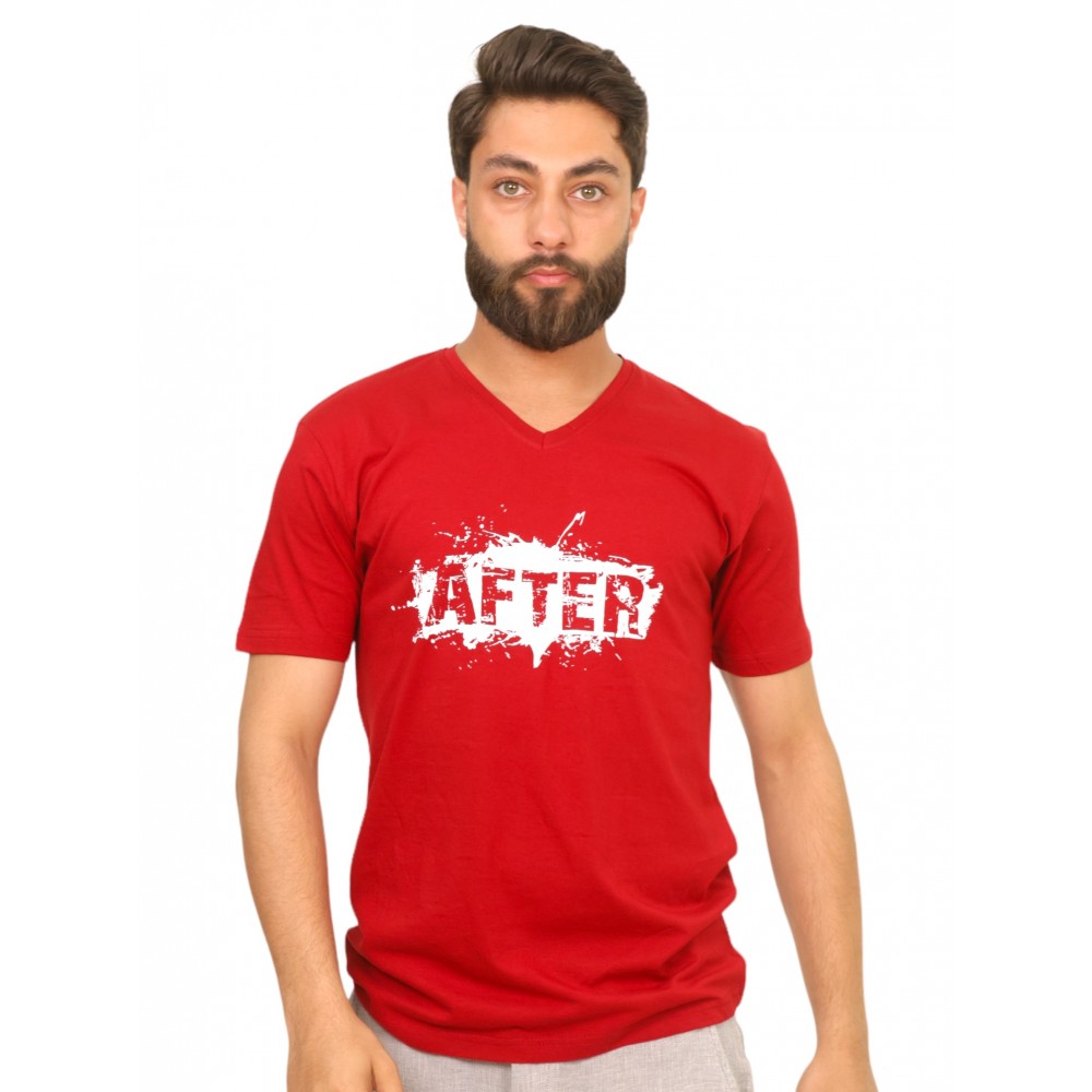 Men T-Shirt After Red