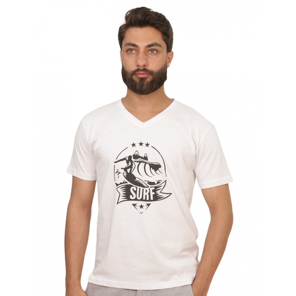 Men T-Shirt Surf White