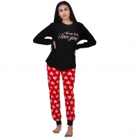 Women Pyjamas Cotton & Velvet Bed I Love You