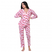 Women Pyjamas Button Through Velvet Kisses