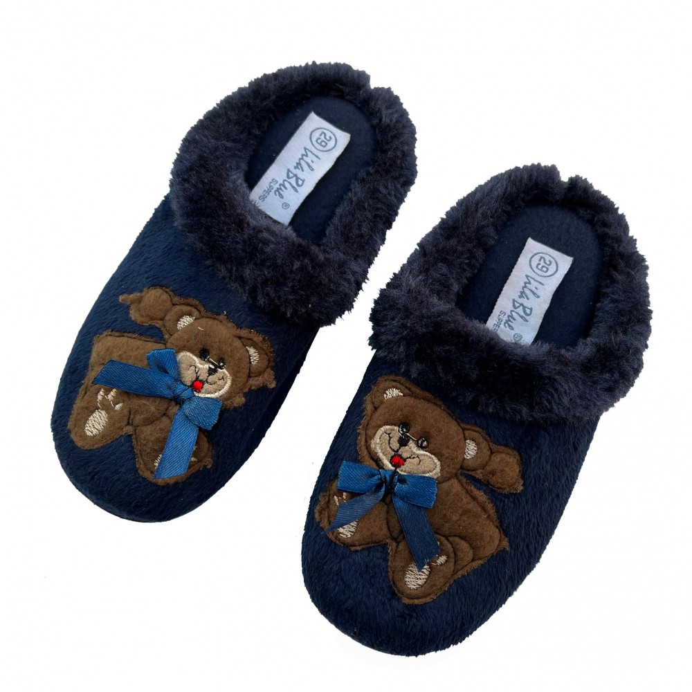 Boys Home Slippers - Teddy Bear Navy